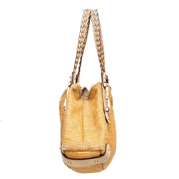 Auth Gucci Pelham Raffia Shoulder Hand Bag Womens Medium Beige Leather Strap - Picture 3 of 15